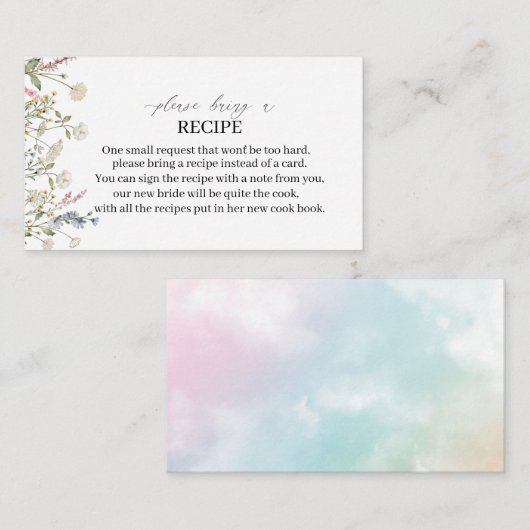 Waterverf Wildbloem Neem een Recipcard b Informatiekaartje (Voorkant / Achterkant)