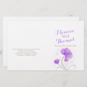 Waterverf wildbloem paars grijs trouwprogramma (Voorkant / Achterkant)