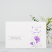 Waterverf wildbloem paars grijs trouwprogramma (Staand voorkant)