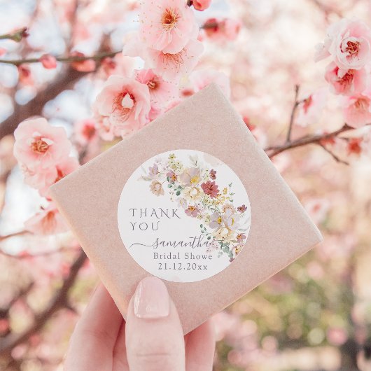 Waterverf Wildbloem Paars Vrijgezellenfeest Ronde Sticker