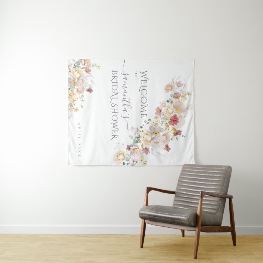 Waterverf Wildbloem Paars Vrijgezellenfeest Wandkleed (In Situ (horizontaal))