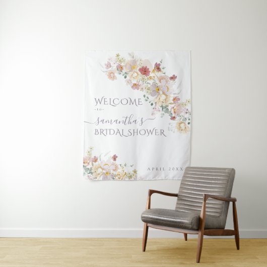 Waterverf Wildbloem Paars Vrijgezellenfeest Wandkleed (In situ)