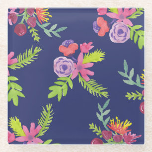 Waterverf Wildbloem Patroon Glazen Onderzetter