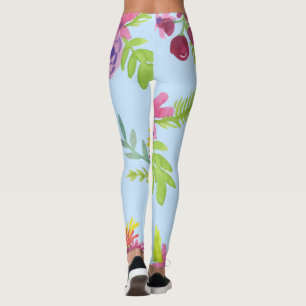 Waterverf Wildbloem Patroon Leggings