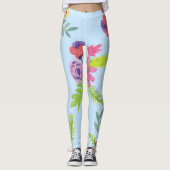 Waterverf Wildbloem Patroon Leggings (Voorkant)