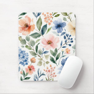 Waterverf Wildbloem Patroon Modern Botanisch Muismat