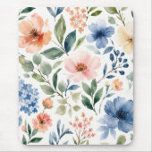 Waterverf Wildbloem Patroon Modern Botanisch Muismat (Voorkant)