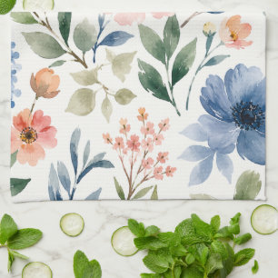 Waterverf Wildbloem Patroon Modern Botanisch Theedoek