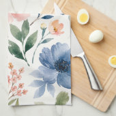 Waterverf Wildbloem Patroon Modern Botanisch Theedoek (Quarter Fold)