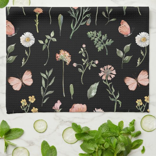Waterverf Wildbloem Patroon Theedoek (Gevouwen)