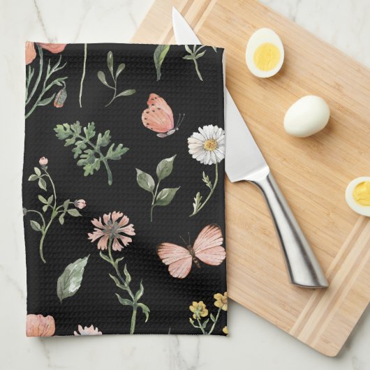 Waterverf Wildbloem Patroon Theedoek (Quarter Fold)