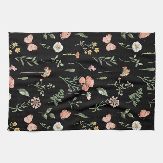 Waterverf Wildbloem Patroon Theedoek (Horizontaal)