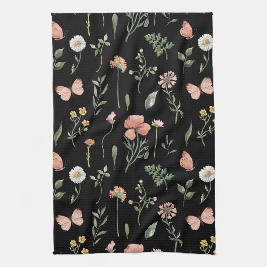 Waterverf Wildbloem Patroon Theedoek (Verticaal)