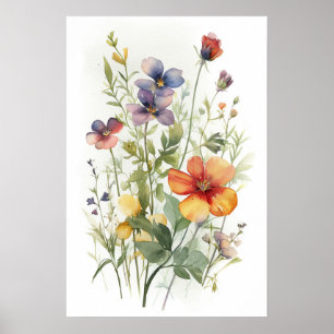 Waterverf wildbloem Poster