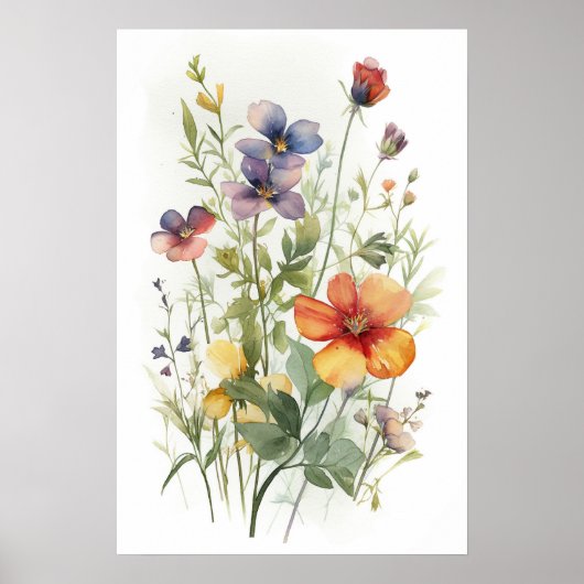 Waterverf wildbloem Poster (Voorkant)