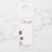 Waterverf Wildbloem Roze Floral Wedding Flessenhanger (Voorkant)