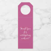 Waterverf Wildbloem Roze Floral Wedding Flessenhanger (Achterkant)