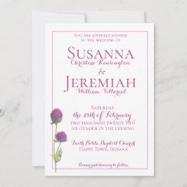 Waterverf Wildbloem Roze Floral Wedding Kaart