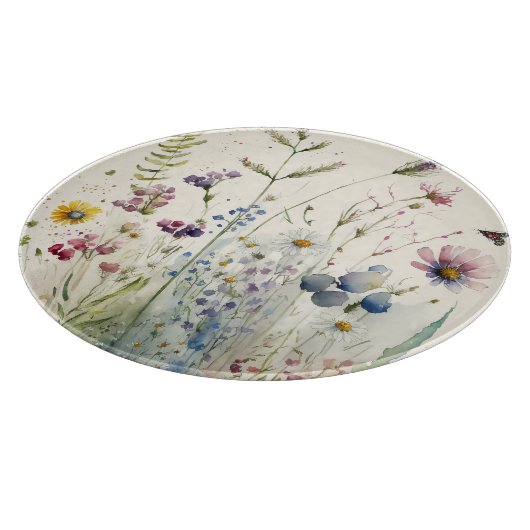 Waterverf Wildbloem Snijplank (Hoek)