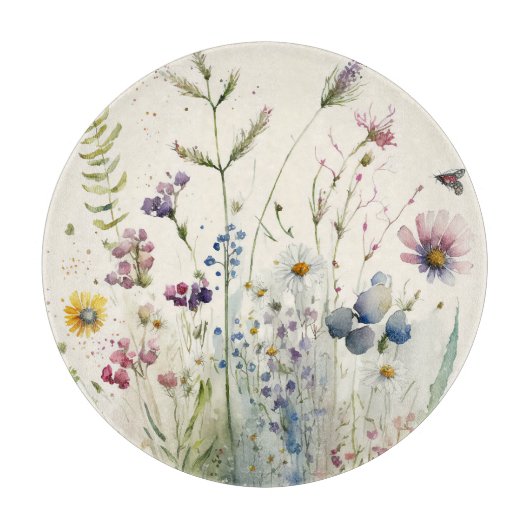 Waterverf Wildbloem Snijplank (Voorkant)