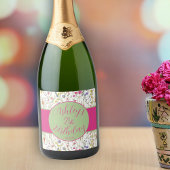 Waterverf Wildbloem Sparkling Wijnetiket