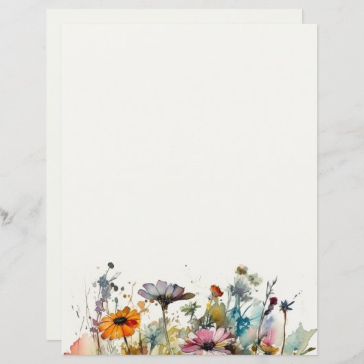 Waterverf Wildbloem Stationery, Journal Paper (Voorkant / Achterkant)