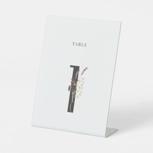 Waterverf Wildbloem Wedingstabel nummer 1 Reclamebord Met Voetstuk (Voorkant)