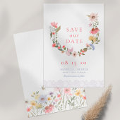 Waterverf Wildbloem Wreath & Lace Save the Date
