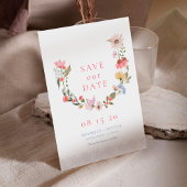 Waterverf Wildbloem Wreath & Lace Save the Date