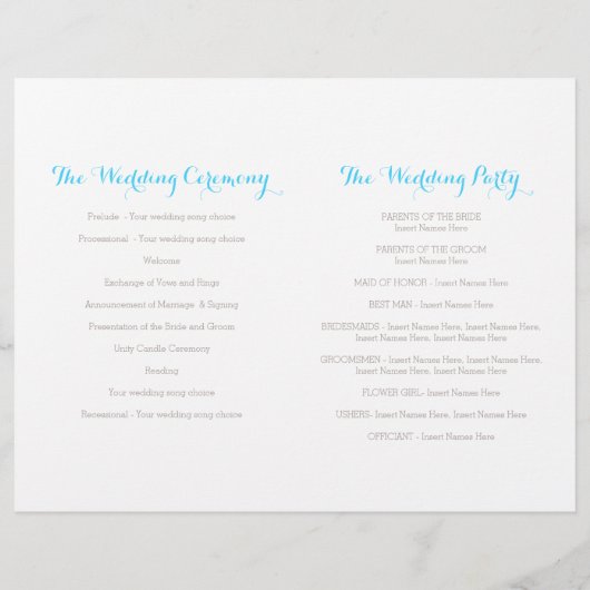 Waterverf wildbloemblauw groot trouwprogramma (Achterkant)