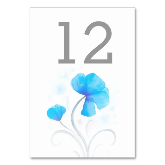 Waterverf wildbloemblauw trouwtabelnummer kaart (Achterkant)