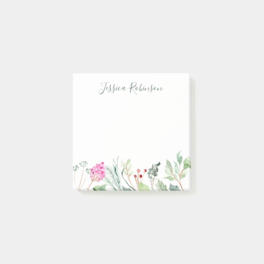 Waterverf Wildbloemen Aangepaste naam Floral Post-it® Notes (Voorkant)