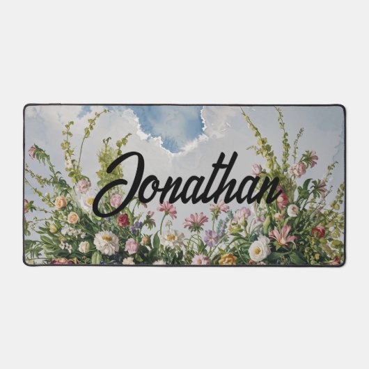 Waterverf Wildbloemen Aangepaste scriptnaam Bureaumat (Voorkant)