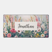 Waterverf Wildbloemen Aangepaste scriptnaam Bureaumat (Voorkant)