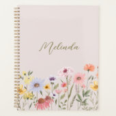 Waterverf Wildbloemen Aangepaste scriptnaam Planner (Voorkant)