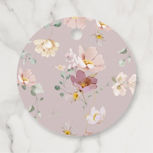 Waterverf wildbloemen baby shower dank u bedankjes labels (Achterkant)