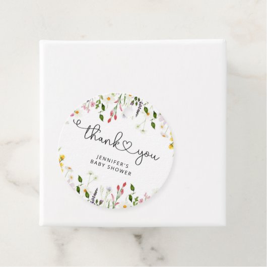 Waterverf wildbloemen baby shower dank u bedankjes labels (In situ)