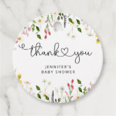 Waterverf wildbloemen baby shower dank u bedankjes labels (Voorkant)