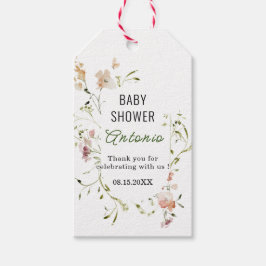 Waterverf wildbloemen baby shower dank u cadeaulabel