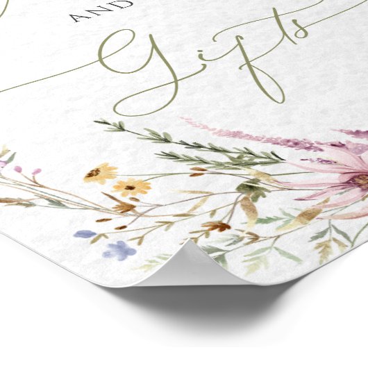 Waterverf Wildbloemen Baby shower Kaarten en gesch Poster (Hoek)