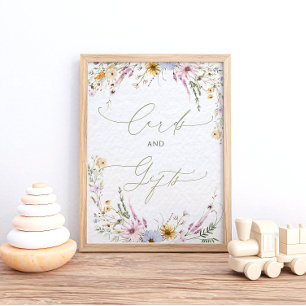 Waterverf Wildbloemen Baby shower Kaarten en gesch Poster