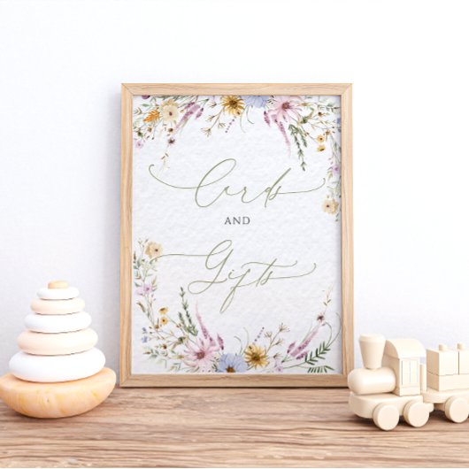 Waterverf Wildbloemen Baby shower Kaarten en gesch Poster