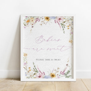 Waterverf Wildbloemen Baby's zijn lief teken Poster