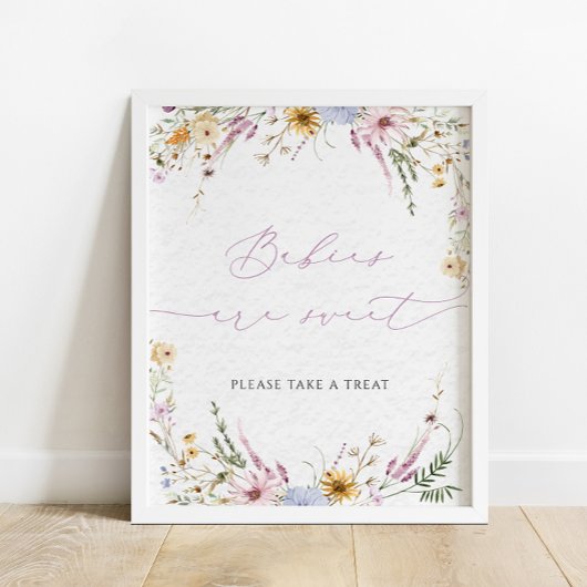 Waterverf Wildbloemen Baby's zijn lief teken Poster