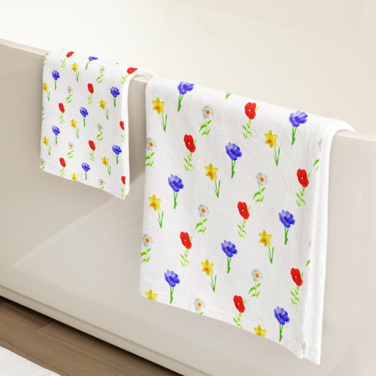 Waterverf Wildbloemen Bad Handdoek
