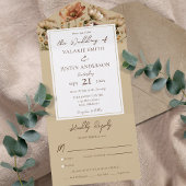 Waterverf Wildbloemen Beige Wedding All In One Uitnodiging