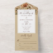 Waterverf Wildbloemen Beige Wedding All In One Uitnodiging (Binnen)