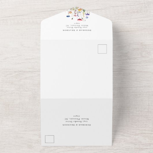 Waterverf Wildbloemen bloeien lente bruiloft All In One Uitnodiging (Buitenkant)