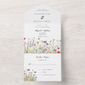 Waterverf Wildbloemen bloeien lente bruiloft All In One Uitnodiging (Binnen)
