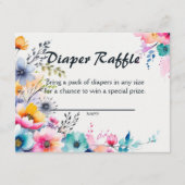 Waterverf Wildbloemen Bloeiende Baby Luier Raffle Informatiekaartje (Voorkant)